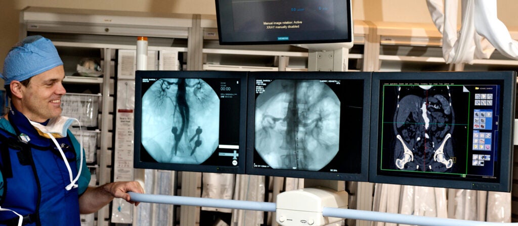 UVA Interventional Radiologists view images during a procedure