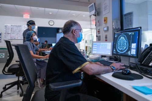 UVA MRI technologist Thomas Huerta imaging a patient