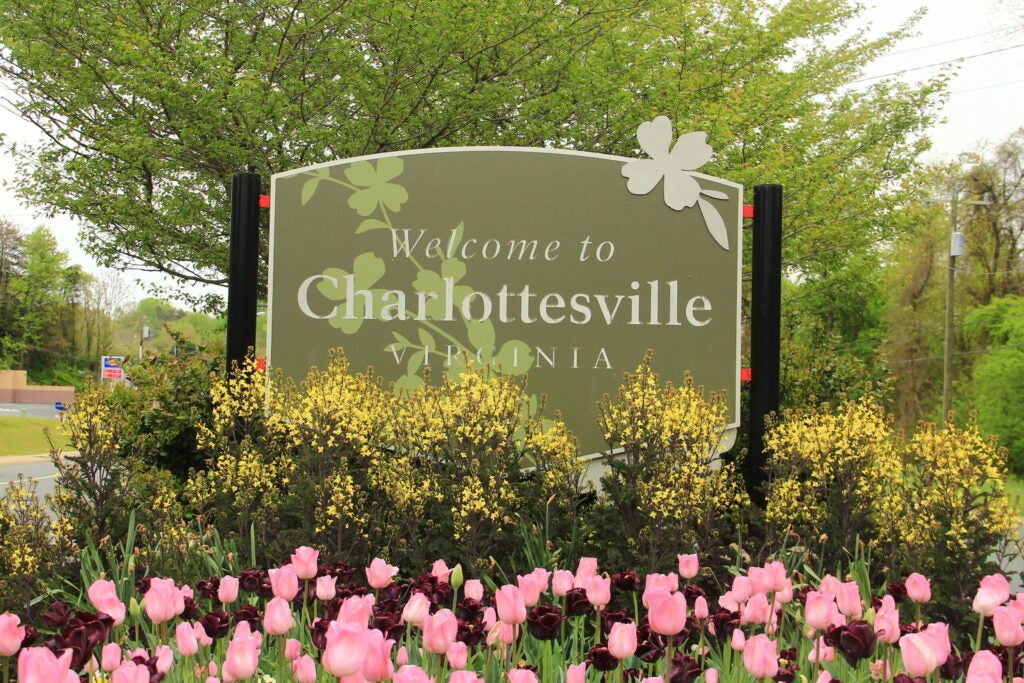Charlottesville, Virginia welcome sign