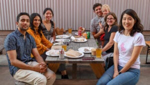UVA Radiology trainees and families relax at the start of the year gathering in July 2022