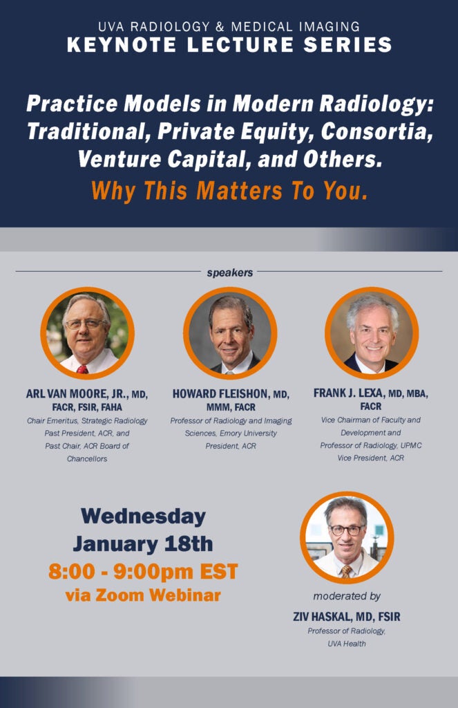 UVA Radiology Keynote Lecture flier for lecture on January 18, 2023