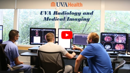UVA Radiology trainee recruitment video still image with play button