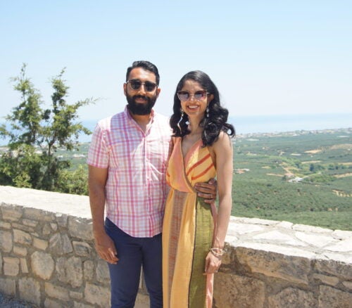 UVA Radiology resident Dr. Neil Shah and wife Sneha on vacation in Greece