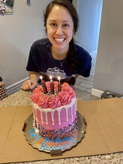 Hannah Clode, MD with a birthday cake