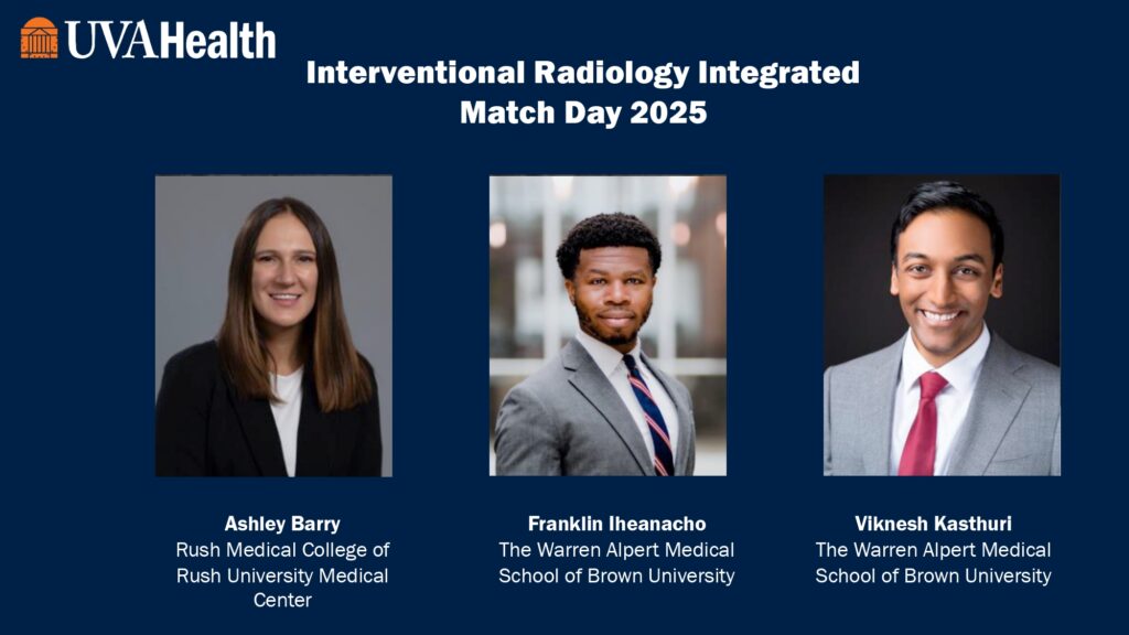 headshots of the 3 individuals who matched into UVA's IR-Integrated Radiology Residency in 2025