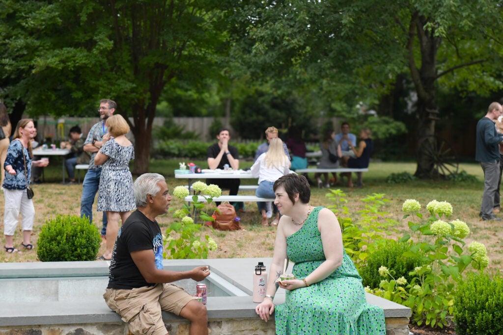 Members of UVA Radiology chat during the 2024 Welcome Event.
