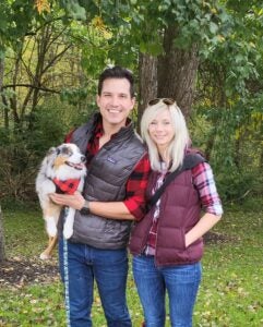 Christian Fontan with partner and dog