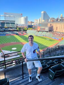 Daniel Edmund at Oriole Park wearing Chicago Cubs jersey