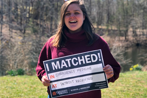 UVA Medical students celebrating residency match day 2019 [before COVID mask requirements] 
