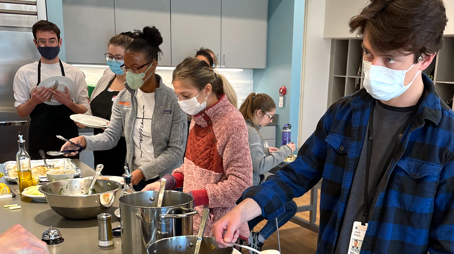 Medical students collaborate in Wellness cooking programs to develop healthy eating habits and understanding of foods’ importance in wellbeing for themselves and their patients.