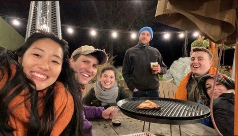 friends at picnic table