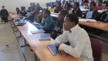vu wani classroom with students attending a lecture hall.
