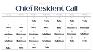 Chief Resident Call Schedule