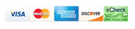 The following credit cards are accepted: Visa, Mastercard, American Express, Discover, and eCheck.