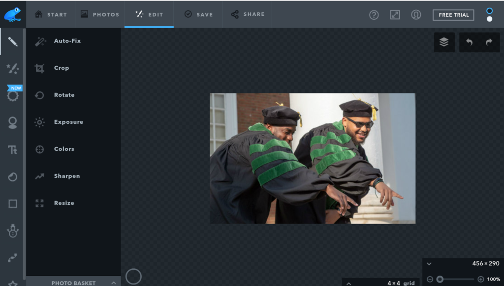Screenshot of online Image Editor Ribbit.