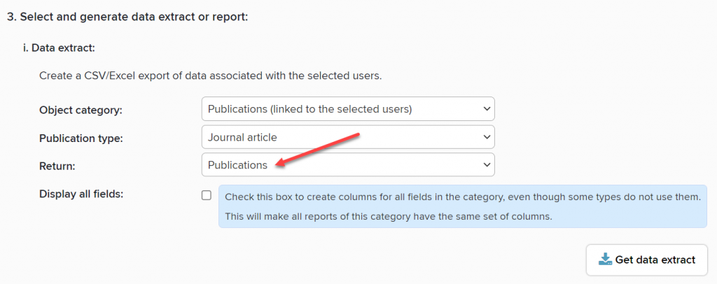 Generate report using publications