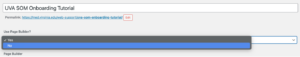 Page builder drop down menu