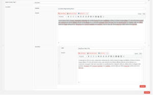 fill out the fields of the accordion page building block