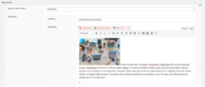 screen shot of adding an image to the beginning of a paragraph in a WYSIWIG page building block