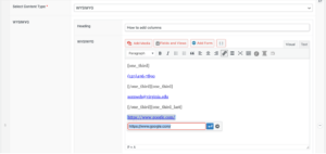 highlight the URL and select the link button