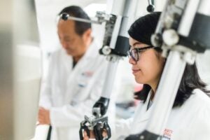 Two researchers in a research lab