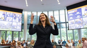 Dean Melina Kibbe at the 2024 State of the School address